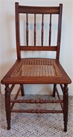 Hand Caned Oak Spindle Side Chair