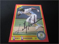 Rickey Henderson signed baseball card COA