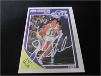 John Stockton signed basketball card COA