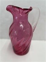 Cranberry Glass Pitcher, 10 "