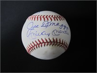 Mantle Williams DiMaggio signed baseball COA