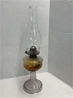 19 " Oil Lamp with Uranium Glass Base