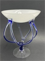 Blue & White Art Glass Dish,