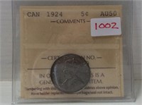 1924 (iccs Au50) Canadian 5 Cent