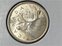 1937 (ms62) Canadian Silver 25 Cent