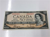 1954 Canadian " Devil's Face" 50 Dollar Bill