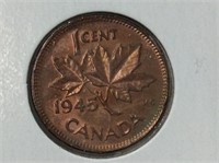Canada 1 Cent 1945 Toning Ms-64 70 %