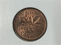 One Cent Canada 1951 Ms-64r , 90%