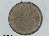 Uruguany 1943 50 Centimes .720