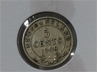 5 Cents Nfld 1908f