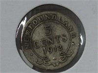 5 Cents Nfld 1912 .925 F