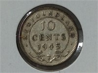 Nfld 10 Cents 1945 Vf