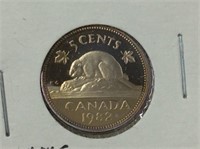1982 5 Cent Proof , Toning