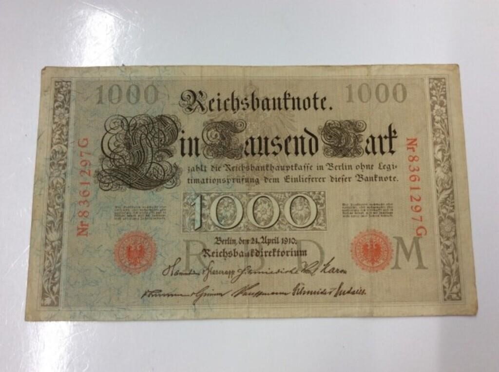 Germany 1000n1910 Red Seal X-large Note