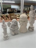4 porcelain white figurines