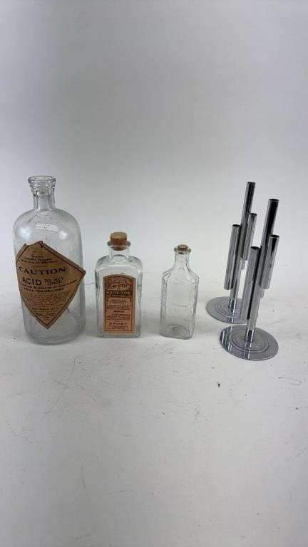 Vintage Bottles and Stands