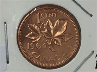 1964 Canadian 1 Cent Red Mint From Proof Like Set