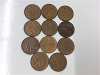 11x Canadian 1 Cent Coins