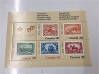 Sheet Canada Int'l Philatelic Youth Ex Stamps 1982