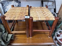 2 WICKER STOOLS