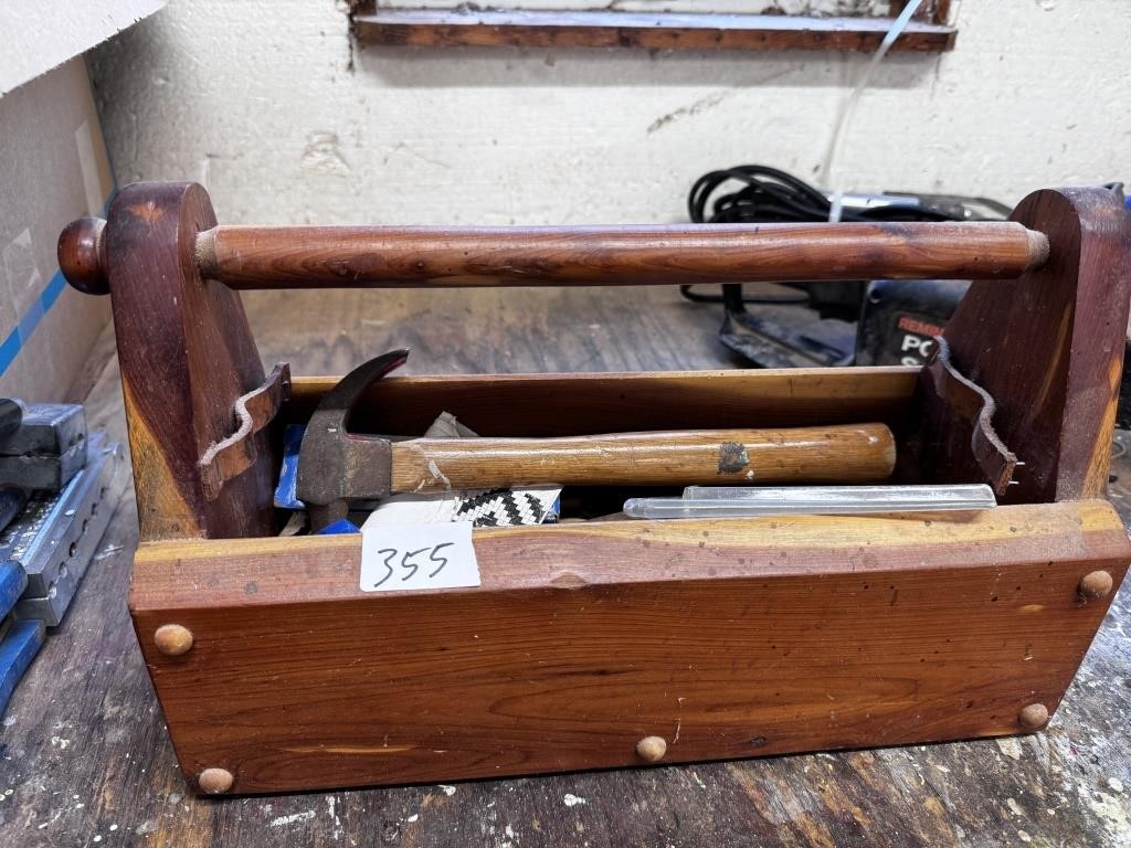 WOODEN TOOLBOX WITH TOOLS
