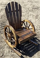 (FJ) New Wooden Wagon Wheel Rocking Chair