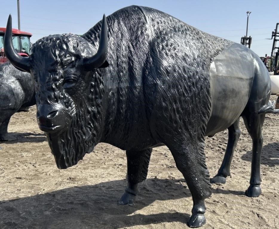 (FJ) Large Metal Bison Statue