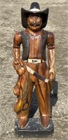 (FJ) 3' Wooden Cowboy Statue