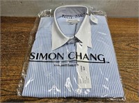 NEW Mens S/S Blue Strip Shirt Sz 15.5T