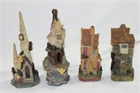 Lot of Four Miniature Houses