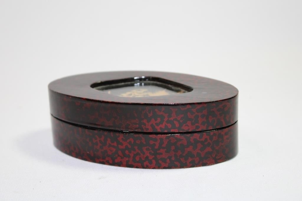 Chinese Lacquer Jewelry Box with Cork Diorama