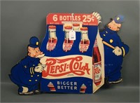 1940's Cardboard Double Sided Pepsi-Cola Sign