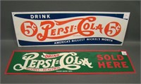 Two Pepsi Cola Metal Advertising Signs