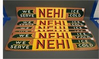Six Tin  Nehi Ice Cold Metal Advertising Signs