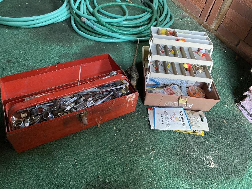 Toolbox with hand tools, tacklebox