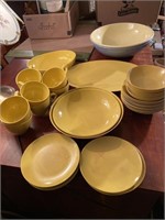 Yellow dinnerware  vintage plastic