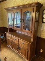 Two piece maple Hutch, 73" tall 56"L 18"D