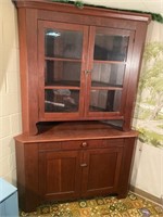 Cherry corner cabinet  81 1/2 “ Tall 54”w at base