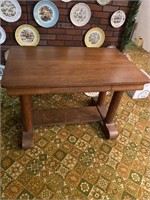 Oak desk and wooden chair
42”L x26”W x 29” T