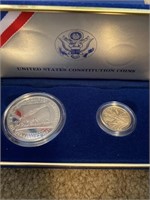 1987 $5.00 dollar constitution gold coin, and