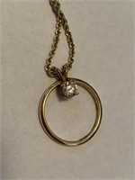 Ladies, 14 K, gold, chain and pendant