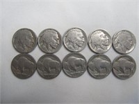 10pc US Buffalo Nickels - US Indian Head 5 Cent