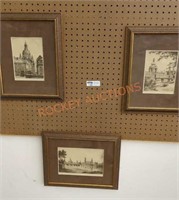 Framed and pencil signed etching set