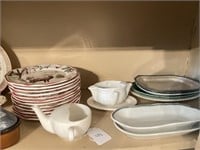 Shelf Lot of Assorted Dinnerware & Porcelain