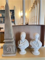 Pair of Bust, & Wooden Home Accent Item