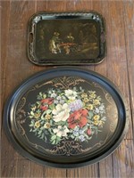 2 Tole Decorated Trays