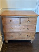 Early Pine 2 over 2 Drawer Chest 34"H x 35" W x