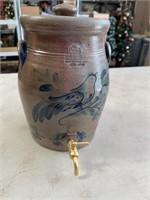 Rowe Pottery Cobalt Decorated Lemonade Crock