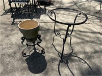 Wrought Iron Stand (No Top), Flower Pot  & Stand
