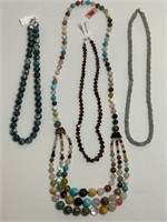 4 New Bead Necklaces Copper Blue Agate